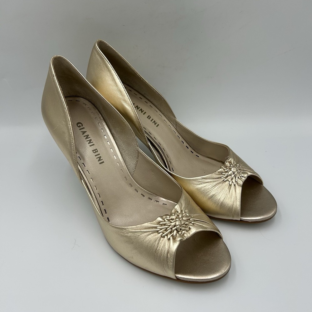 Giani Binni‎ Gold Open Toed Heels 7.5 M